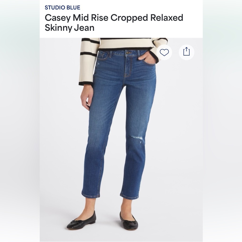Studio Blue Women's Cropped Relaxed Skinny Leg Blue Jeans